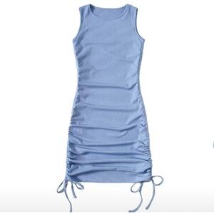 Drawstring Side Rib-knit Bodycon Dress